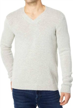 Paige Langston V-Neck Wool Sweater In Fresh Linen Marl