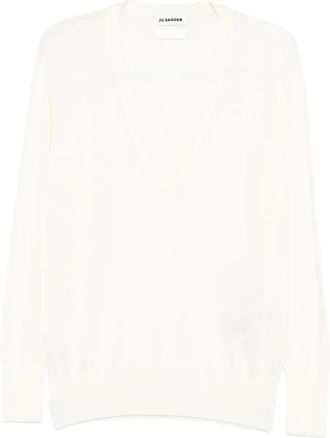 Jil Sander T-shirt met V-hals - Beige