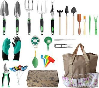 OEM Juego De Herramientas De Jardiner&iacute;a De 23 Piezas: Herramientas Resistentes Con Bolsa De Transporte Impermeable, Mangos Ergon&oacute;micos Y Pala Peque&ntilde;a. Kit