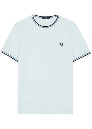 Fred Perry Logo-embroidered Cotton T-shirt - Light Blue - Xxl