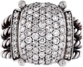 David Yurman Wheaton Ring Sterling Silver and Diamonds 16mm