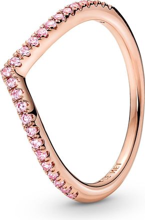 Pandora Rose Gold Plated Sparkling Wishbone Ring, Size 48