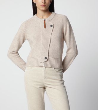 Isabel Marant Cardigan con zip beige in lana