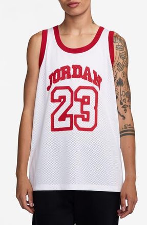 Nike Jordan 40th Anniversary Mesh Tank Jersey in White/Varsity Red/Red at Nordstrom, Size Xx-Large