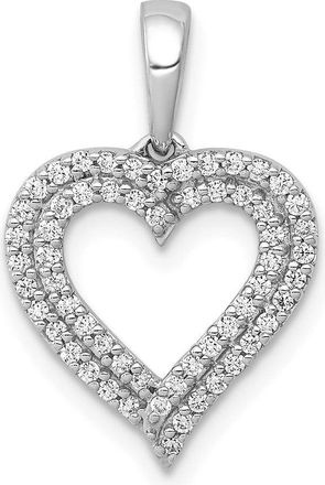 Diamond2Deal 10K White Gold 1/4ct. Diamond 2-row Heart Pendant