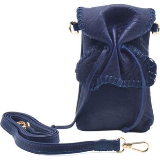 Carlos Falchi Cell Phone Butterly Lambskin Leather Bag in Navy at Nordstrom