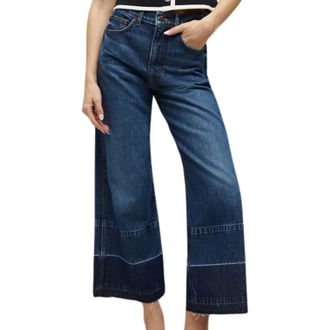 Veronica Beard Taylor Released Hem Cropped Wide-Leg Jeans In Bright Blue