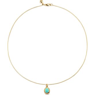 Monica Vinader Birthstone Locket Pendant Necklace in 18Ct Gold Vermeil /Turquoise at Nordstrom