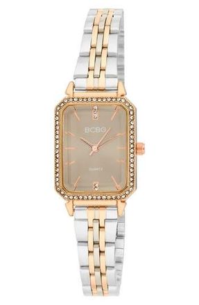 BCBGeneration Octotank Crystal Quartz Bracelet Watch, 23mm in Two Tone Rose at Nordstrom Rack