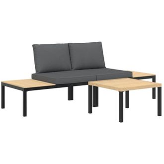 vidaXL Vidaxl - Set De Sof&aacute;s De Jard&iacute;n Con Cojines 3 Piezas Aluminio Negro