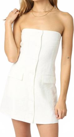Olivaceous Serenity Button Down Mini Dress In Off White