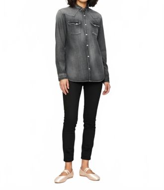 The Kooples Denim Button Up In Washed Grey