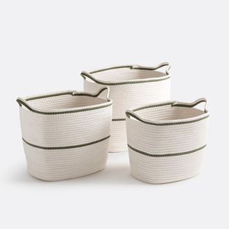 La Redoute Interieurs Set van 3 rechthoekige katoenen manden, Kesia