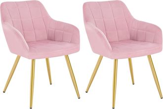 Woltu Woltu - 2 X Sillas De Comedor Nordicas Estilo Vintage Juego De 2 Silla De Cocina Silla Tapizada Con Reposabrazos Tapizadas Terciopelo Estructura De Me
