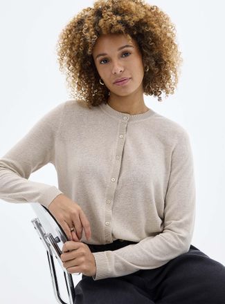 Contemporaine Womens Linen-blend fine-knit Cardigan Sweater