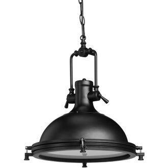 Relaxdays Relaxdays - L&aacute;mpara Colgante En Estilo Industrial, Lacada, Hierro Y Cristal Esmerilado, 130 X 39 X 39 Cm, Negro