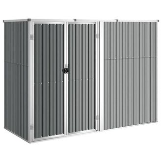 Berkfield Home Garden Tool Shed Grey 225x89x161 cm Galvanised Steel | Size: 225 x 89 x 161 cm
