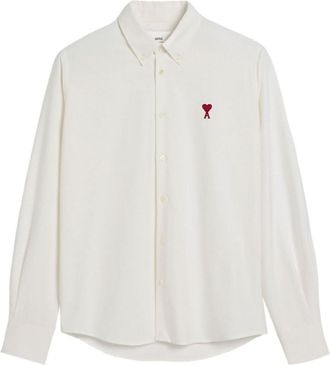 Ami White Button-Down Logo Shirt