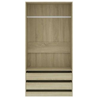 Berkfield Home Wardrobe Sonoma Oak 100x50x200 cm Engineered Wood in Light Oak | Size: 100 x 50 x 200 cm