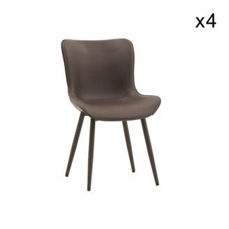 Konte Design Lote de 4 sillas de polipiel marr&oacute;n y patas de metal marr&oacute;n