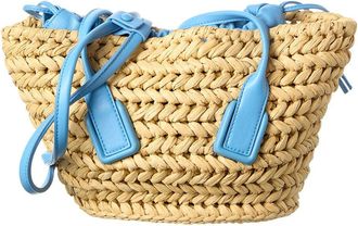 Bottega Veneta Arco Small Straw & Leather Basket Tote