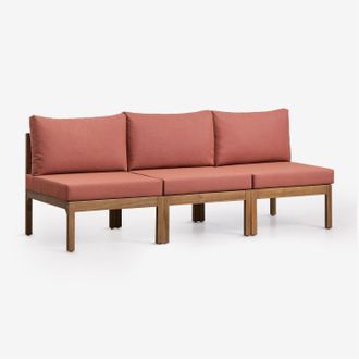 Sklum Sof&aacute; Modular De Jard&iacute;n De 3 Piezas En Madera De Acacia Branson Sklum