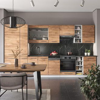 Vicco Mueble De Cocina Fame-line, Oro Potencia Roble/blanco, 355 Cm, Et Antracita