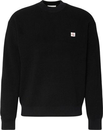 Calvin Klein Mens LS EZ Cotton Waffle CRWNK SWTR 9 LV04RD313G Sweaters, Black (Black), M