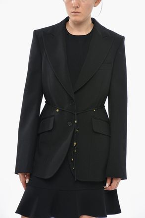 Stella McCartney Giacca in Twill a Tinta Unita con Dettaglio Lace-up Impreziosito da Dettagli Dorati Stella McCartney