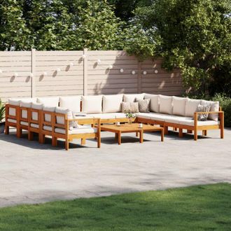 vidaXL Set De Sof&aacute;s De Jard&iacute;n Con Cojines 10 Pzas Madera Maciza Acacia