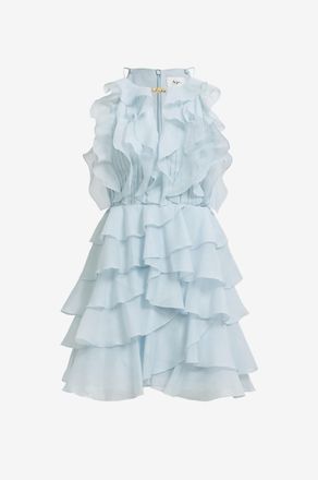 Aje Kurzes ausgestelltes Kleid mit V-Ausschnitt aus Voile Cleo