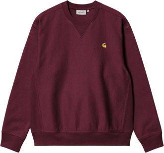 Carhartt Work in Progress American Script Sweatshirt - Heren - Sweatshirts & Hoodies - Rood - Maat: S Katoen