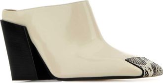 Bottega Veneta Womens Ventura Mule Beige Leather Heels