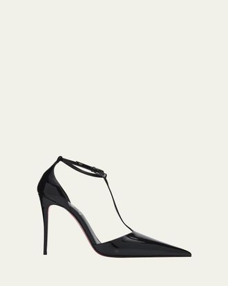Christian Louboutin 110mm Kate Max Patent Leather T-Strap Pumps