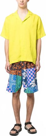 Orlebar Brown Maitan Linen Short Sleeve Shirt In Fluro