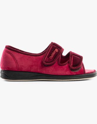 Padders Womens Padders LYDIA X Womens (6E Fit) Touch Fasten Slippers Winter Red - Size: 6