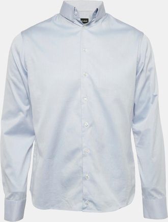 Giorgio Armani Blue Cotton Long Sleeve Shirt