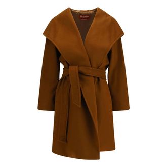 Max Mara Wool Drap Newmang Jas - Dames - Mantels - Bruin - Maat: S Wol