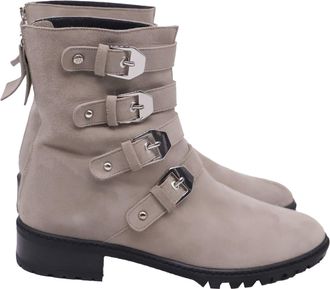 Stuart Weitzman Jitterbug Ankle Boots in Grey Suede