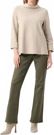 Joseph Ribkoff Jacquard Sweater Funnel Collar Trapeze Top In Beige/silver