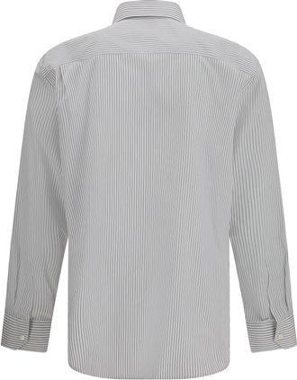 Saint Laurent Mens Striped Shirt With Button Fastening Beige Cotton