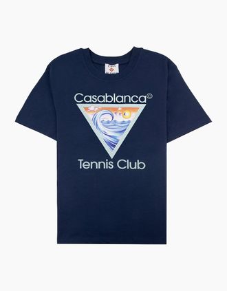 Casablanca Mens Casablanca Tennis Club Icon Printed T-shirt Navy - Size: 42