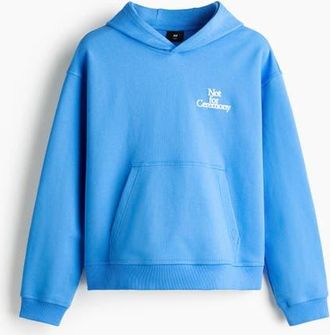 H&M Loose Fit Motif-detail Hoodie in Light Blue/not For Ceremony at Nordstrom, Size Xxx-Large