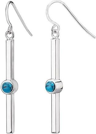 Gold & Honey Womens Turquoise Bar Dangle Earrings In Silver