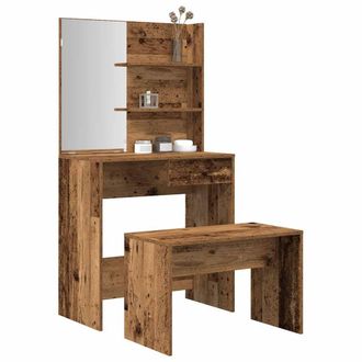 Berkfield Home Dressing Table Set Old Wood Engineered Wood in Brown