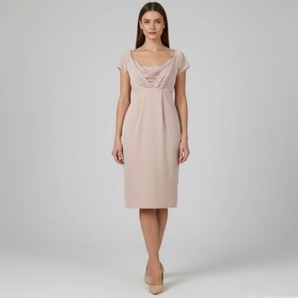 HUGO BOSS Pink Satin Off Shoulder Midi Dress