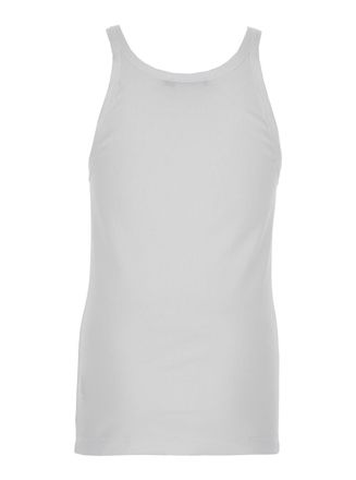 Dolce & Gabbana Logo-Embroidered Ribbed Cotton Tank Top - White