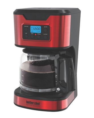 Better Chef 12-Cup Red Digital Programmable Coffee Maker With Metallic Accents