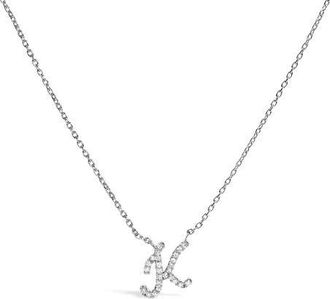 House of Brilliance 10K Gold Diamond Accent A-Z Initial Script Style Pendant Necklace in White | K at Nordstrom