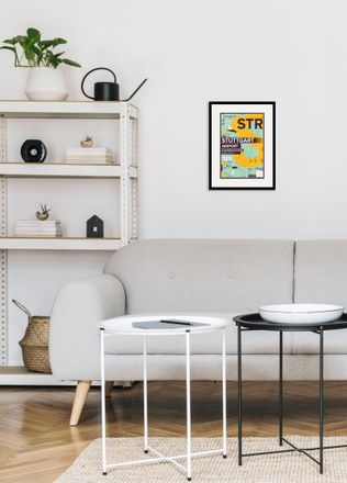 Queence Bild »STR AIRPORT« Deutschland Fashion Flugzeuge Gebäude Magazincover Mode 1 Stk. tlg. HD Premium Poster-Druck inkl. Holzrahmen